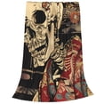thumbnail image 2 of Fotbe Gothic Eastern Floral Skull Manta de Franela Acolchonada con Estampado, Súper Suave y Esponjosa, Extra Grande para Sofá, Cama, Uso Todo el Año-80"x60", 2 of 7