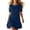 Navy, variant on Women's Casual Short Sleeve T-Shirt Dress, Round Neck Loose Fit Solid Color with Ruffle Hem, Lightweight Summer Mini Dress for Vacation & Daily Wear