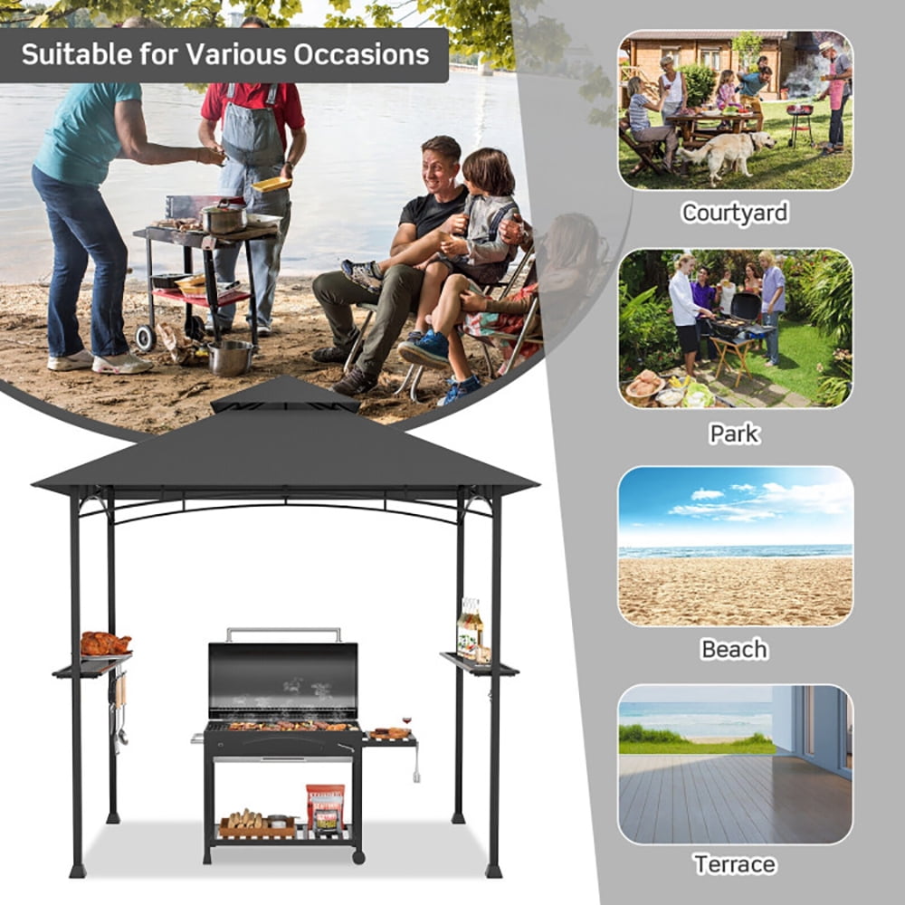 Aimee Lii 8 x 5 Feet Outdoor Barbecue Grill Gazebo Canopy Tent BBQ Shelter, Backyard Canopy Gazebo for Party Wedding, Dark Gray Aimee Lii 8 x 5 Feet Outdoor Barbecue Grill Gazebo Canopy Tent BBQ Shelter, Backyard Canopy Gazebo for Party Wedding, Dark Gray