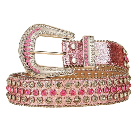 lanema Rhinestones Belt for Men Women Western Crystal Bling Studded Belt