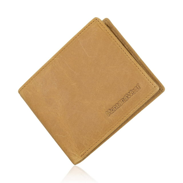 Billetera Montana West para hombre, plegable, de piel, con bloqueo RFID