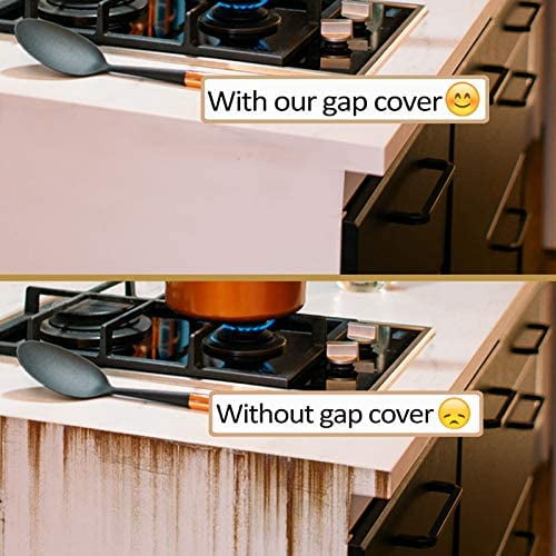Silicone Stove Gap Covers (2 Pack), Kitchen Heat Resistant Oven Gap Filler  Seals Gaps Between Stovetop and Cooktop Counter, Easy to Clean (21 Inches,  Black) 