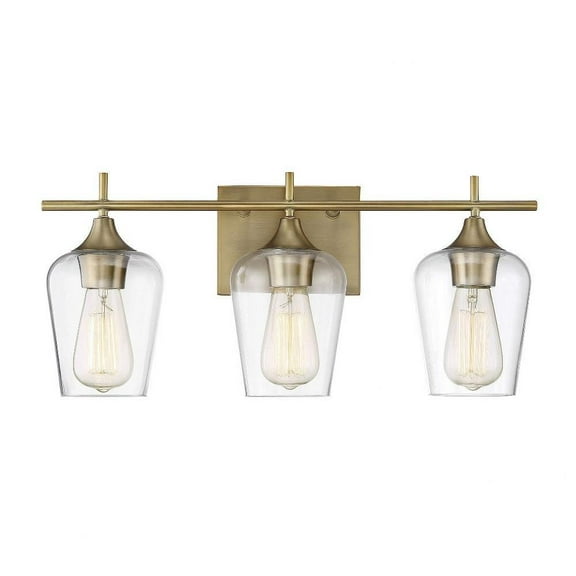 3 Light Bath Bar-Transitional Style with Contemporary and Bohemian Inspirations-9 inches Tall By 21 inches Wide-Warm Brass Finish Bailey Street Home