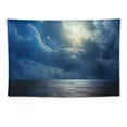 thumbnail image 5 of Creowell  Ocean Tapestry, Romantic Full Moon Between Clouds Over a Quiet Dramatic Sea Tranquil Image, Wide Wall Hanging for Bedroom Living Room Dorm,60x40 Inch, Navy Blue 60x40in, 5 of 7