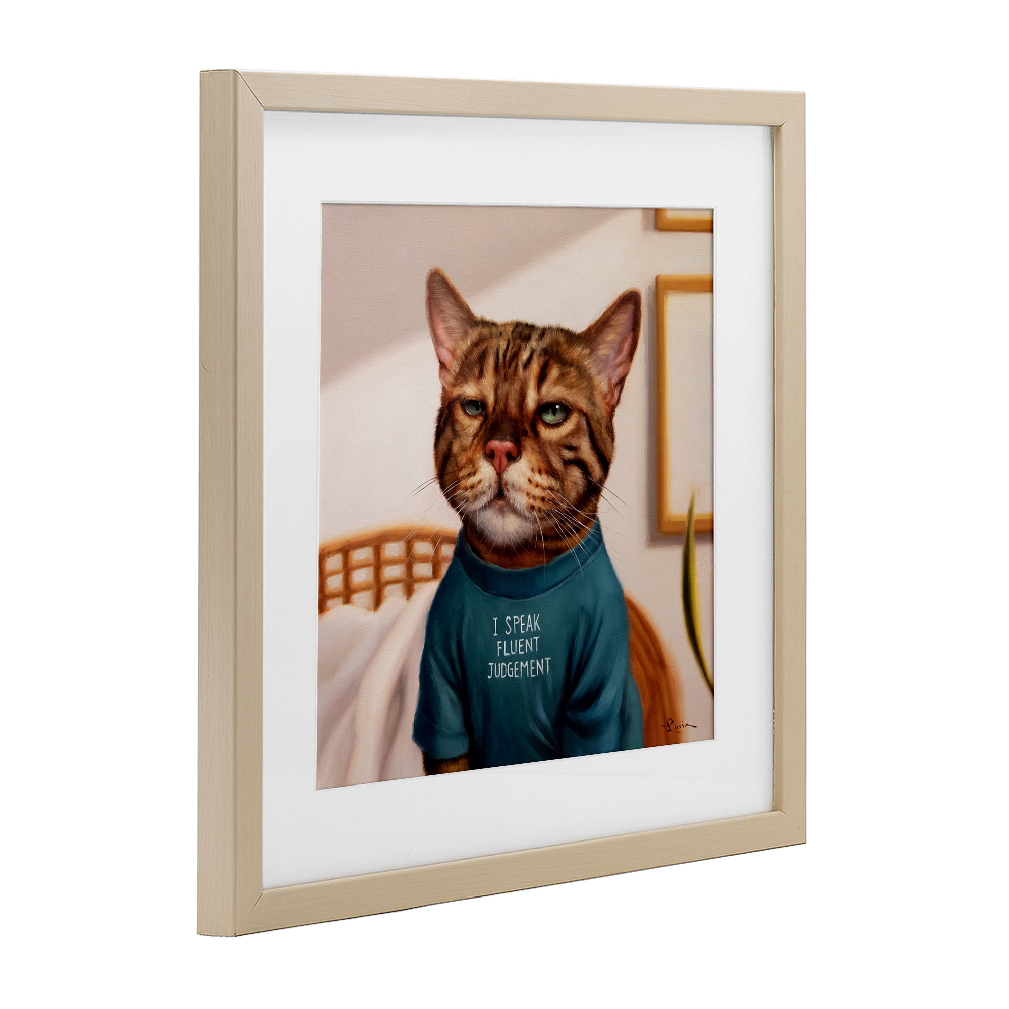 Stupell Industries Cattitude Speak Fluent Judgement Birch Framed Print Under Glass, design by Lucia Heffernan