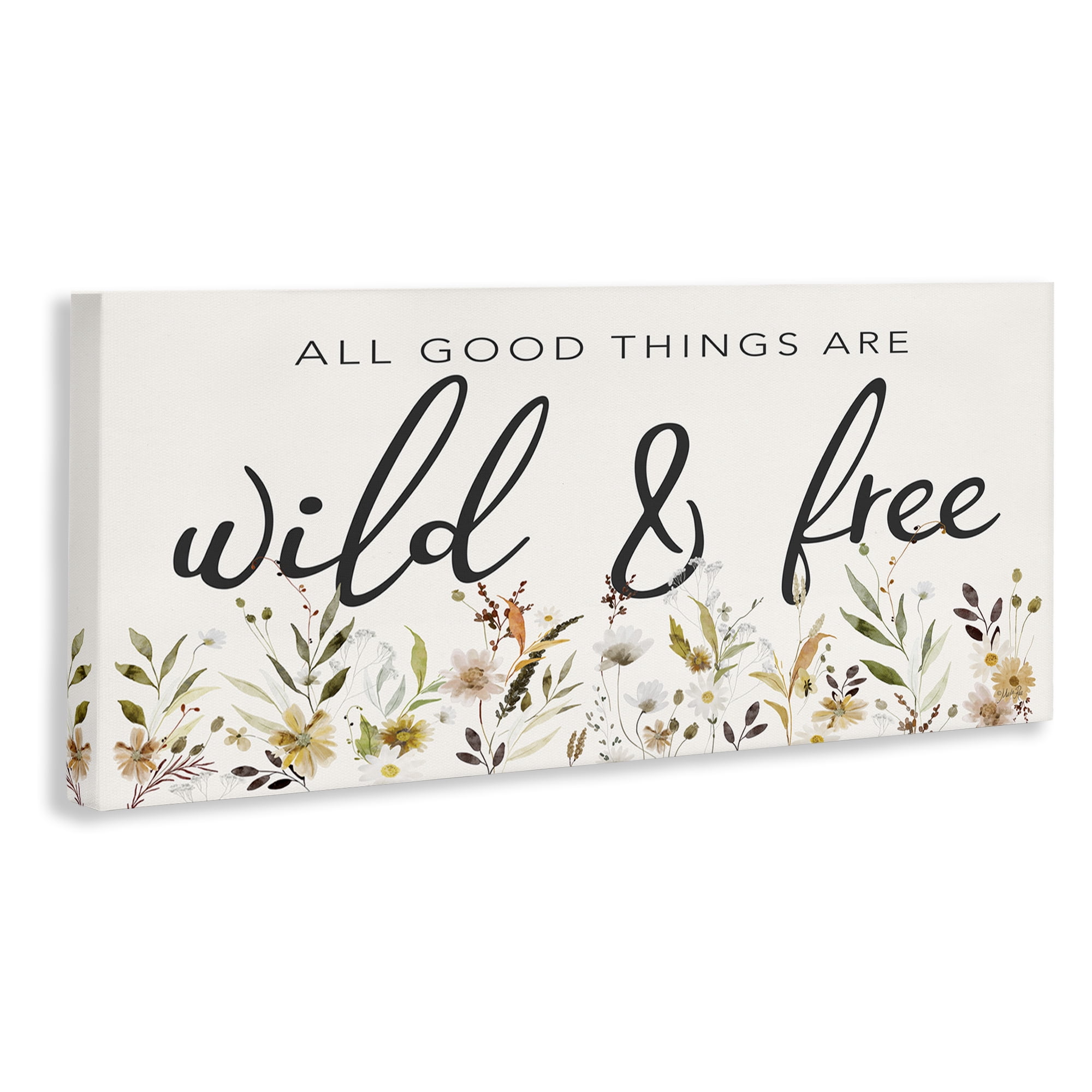 Stupell Industries Wild & Free Sentiment Botanical & Floral Painting Gallery Wrapped Canvas Art Print Wall Art, 48 x 20