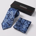 thumbnail image 3 of HISDERN Tie for Men Paisley Floral Tie Handkerchief Woven Business Formal Necktie Pocket Square Set, 3 of 12