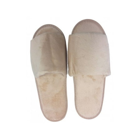 Light Brown Premium Terry Velour Open Toe Indoor Slippers Ind. Bag Unisex Black Sole size 11  Packing 10 Pairs/ Box