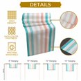 thumbnail image 5 of Coral Red Aqua Stripes Cotton Linen Table Runner, Washable Table Runners for Kitchen, Dining Room, Holiday, Home Party Table Decor, 13x72 Inches, 5 of 9