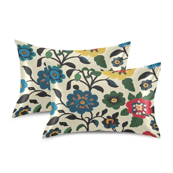 Yayeee Pillowcase Standard Size Set of 2 Satin Wrinkle Resistant Pillow Case, Vibrant Floral