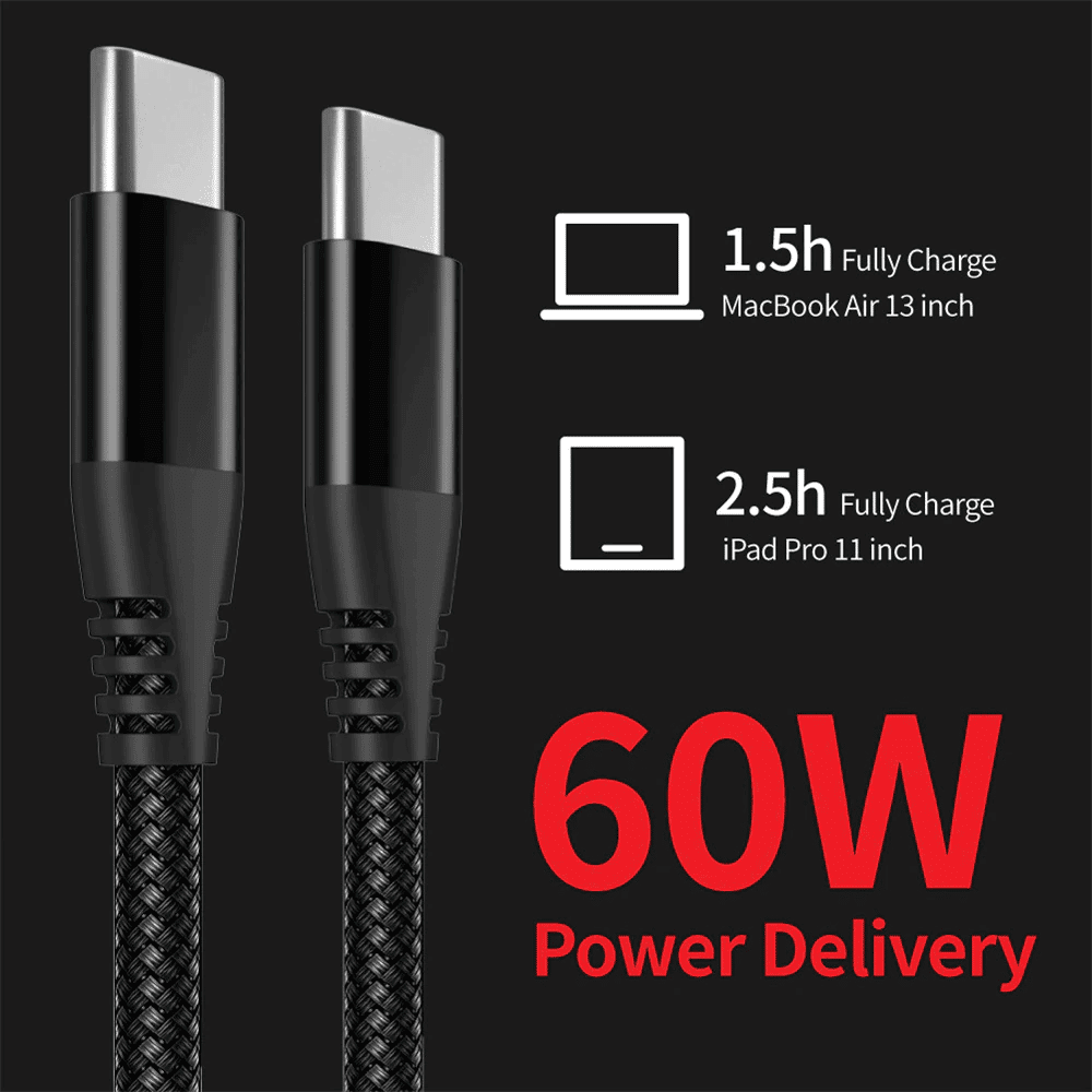 Braided USB C to USB C Cable, [3/6/10 FT] Fast Charging & Data Sync Cord, 60W Nylon USB-C Cable for MacBook Pro, iPad Pro, Samsung Galaxy, Switch, Steam Deck (1/3/10 Pack)