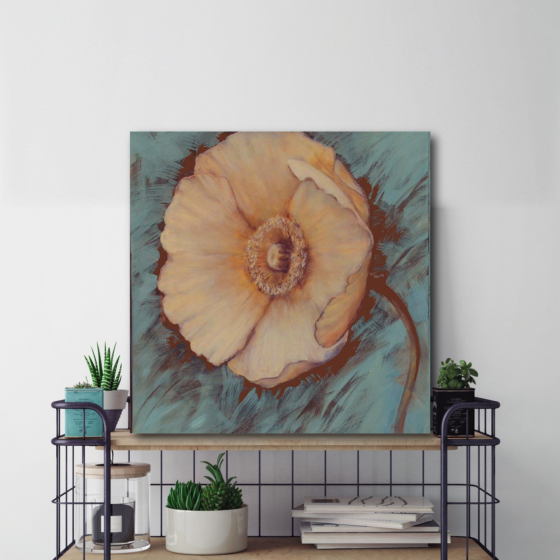 Blue/Brown Flower I Gallery-Wrapped Canvas Wall Art, 16x16