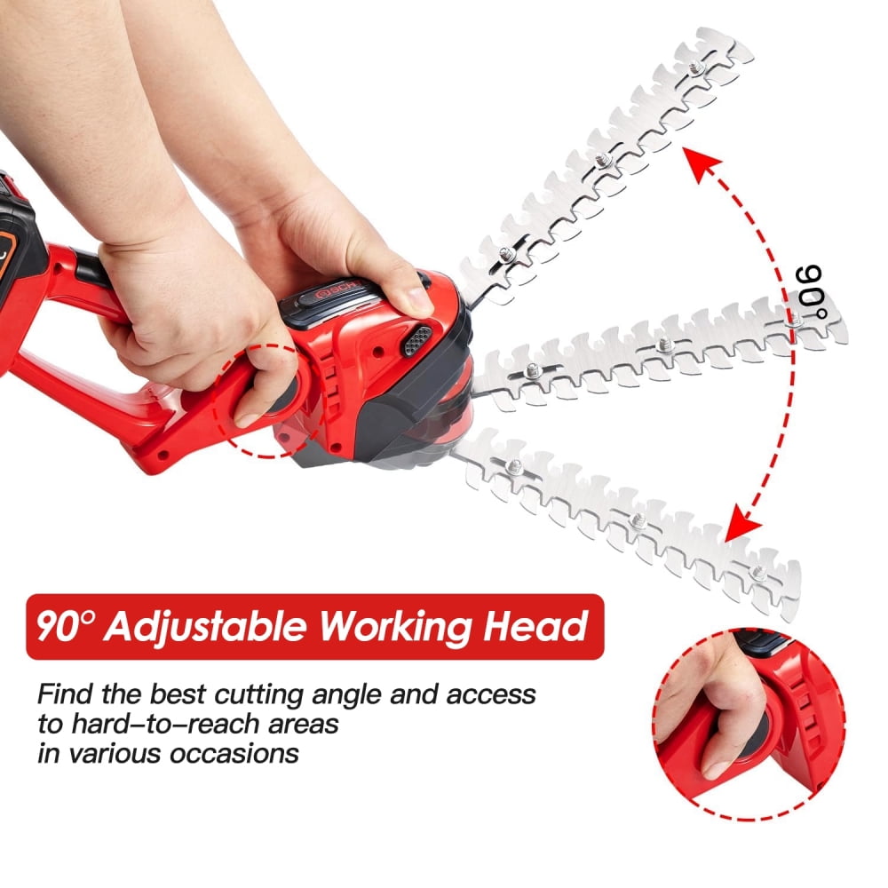 SLOK 24V Cordless Hedge Trimmer, 3-in-1 Grass Shears, Electric Shrub Trimmer with 2 Replaceable Blades