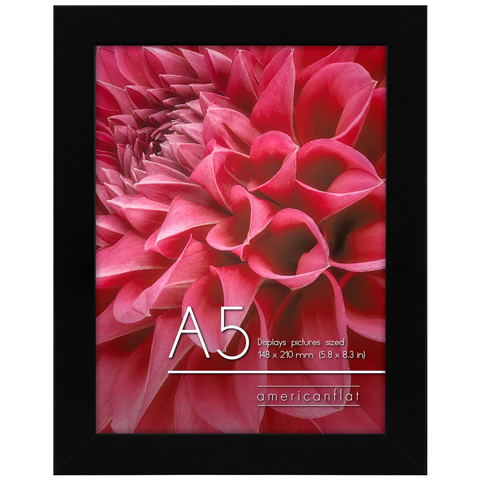 Composite Wood with Polished Glass for Tabletop Americanflat 5x7 Hinged Picture Frame in Black with Two Displays 