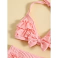 thumbnail image 6 of Bagilaanoe Newborn Baby Girls Swimsuits 3 Piece Bikinis Set Ruffle Sleeveless Tops + Shorts + Hat 6M 12M 18M 24M Infant Swimwear Bathing Suit Beachwear, 6 of 9