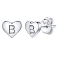 thumbnail image 1 of Pendientes de corazón inicial de Silvora, tachuelas de plata esterlina hipoalergénicas para mujer, diminuta letra B, dijes de oreja, regalo de joyería para cumpleaños, día de la madre, 1 of 8