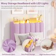 thumbnail image 2 of Ourlova Twin Size Boucle Upholstered Platform Bed Frame with Wavy Headboard and Storage Bookcase- 2 Drawers- No Box Spring Needed- Purple - Fun and Functional, 2 of 6
