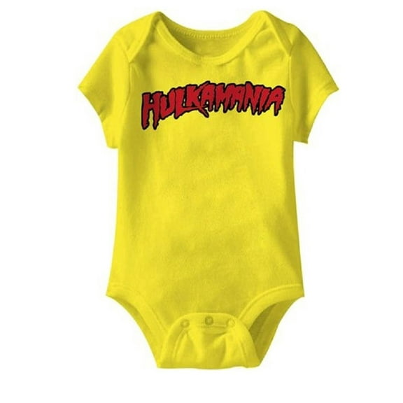 Hulkamania Hulk Hogan Logo Yellow Snapsuit Infant Onesie Baby Romper