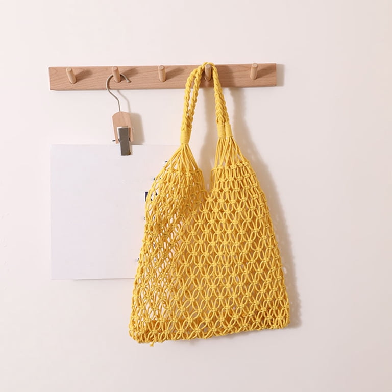 Cotton Straw Crochet Backpack, Yellow Coffee Gray Black  display picture 1