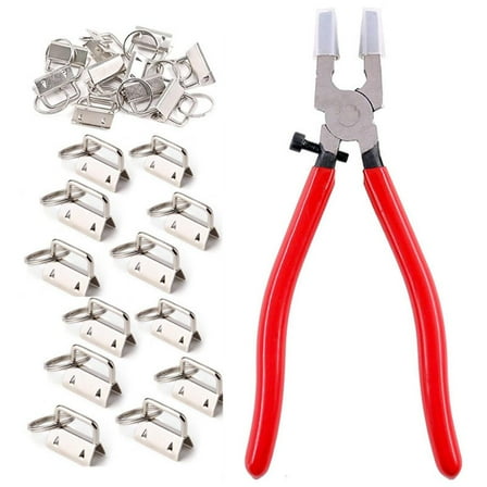 Rvaymup 50pcs 1 Inch for Key Fob Hardware Set with Split Rings Pliers for DIY Wristlet C