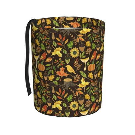 Jgfou Autumn Plants Maple Tree Vintage Pattern Foldable Car Trash Can Leakproof Trash Bag for Car Car Storage Bag for Camping Car Interior Accessories