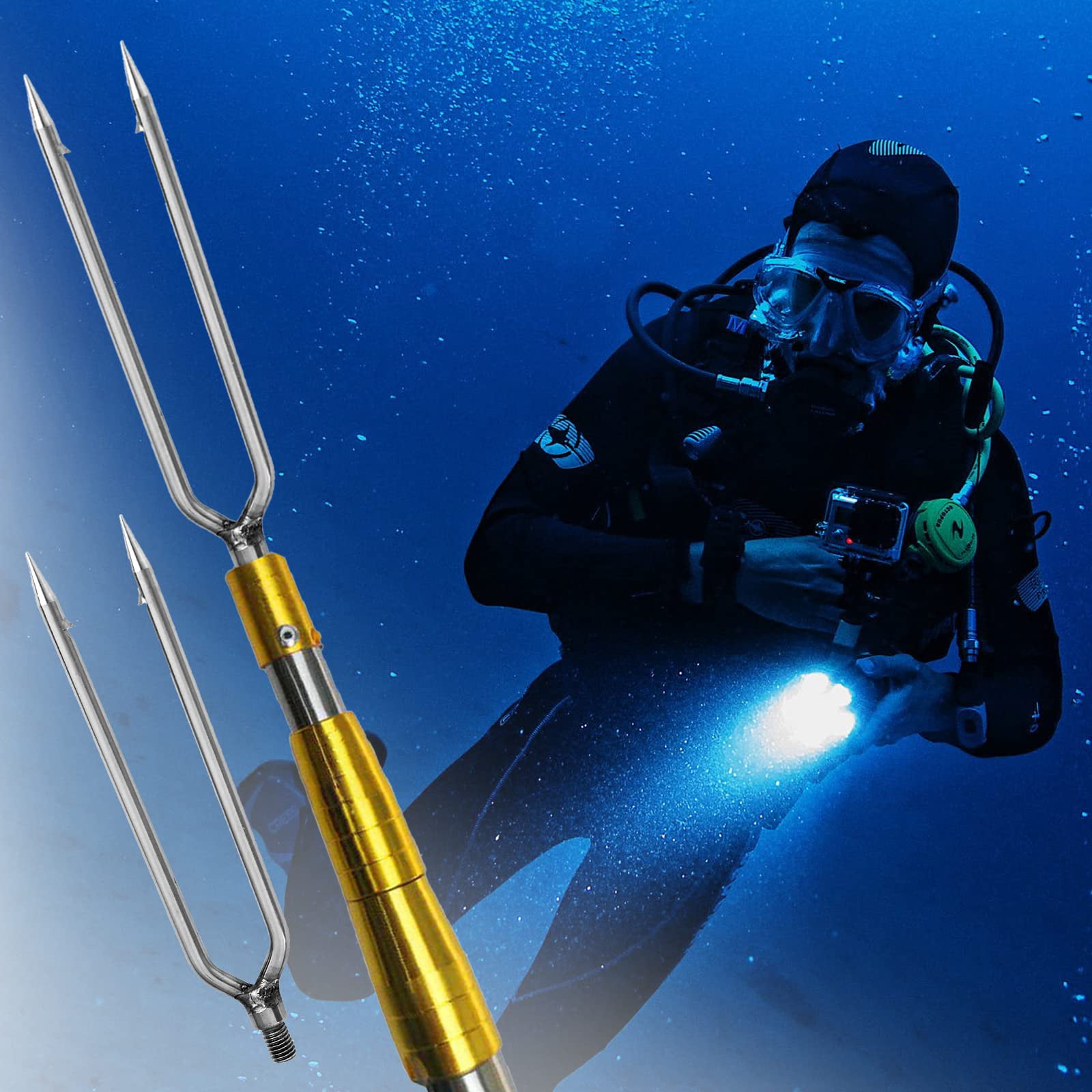 2Pcs 3 Prongs Fishing Harpoon Stainless Steel Fishing Spear Head With Hook  Barbed Harpoon Sharp Fish Fork Spearhead Fishing Tool