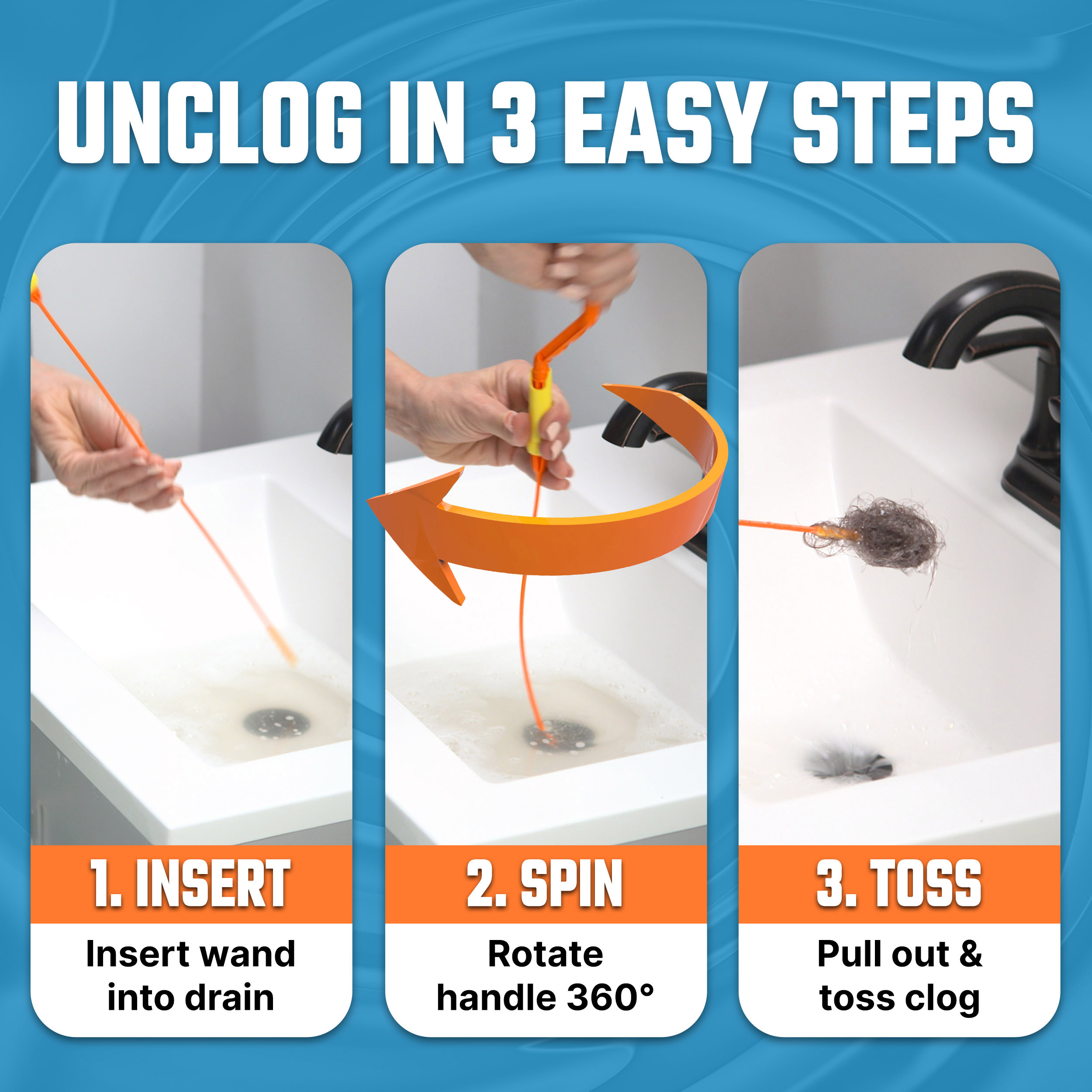 FlexiSnake Drain Weasel Hair Clog Remover, 5-Pack photo 7
