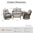 thumbnail image 5 of Ovios 5 Pieces Outdoor Patio Furniture Set High Back All Weather Wicker Conversation Set with Swivel Chairs & Coffee Table, Dark Gray, 5 of 11
