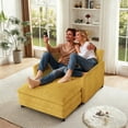 thumbnail image 7 of FFH Oversized Accent Chair with Ottoman, Lounge Chair Chenille Armchair Indoor, Cloud Sofa Chair for Living Room, Bedroom, Yellow, 7 of 7