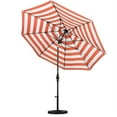 thumbnail image 2 of California Umbrella Sun Master Series 9 Ft Octagonal Aluminum Collar Tilt Patio Umbrella W/ Crank Lift & Fiberglass Ribs - Bronze Frame / Olefin Gray White Cabana Stripe Canopy, 2 of 7