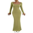 thumbnail image 1 of Long Sleeve Square Neck Solid Dress for Women  Perfect for Cocktail Parties, 1 of 7