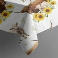 thumbnail image 4 of White Highland Cow Sunflower Calf Pattern Rectangle Tablecloth 60"x102",Waterproof Polyester Rectangle Table Cloth, Wipeable Spillproof Polyester Tablecloth for Dining, Camping, Indoor and Outdoor, 4 of 6