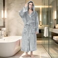 thumbnail image 2 of Sewkxo Mens Robes with Hood Flannel Fleece Bathrobe Full Length Plush Robe Coat Soft Warm Fleece Shower Spa Long Robe,Light Gray L, 2 of 7