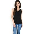 thumbnail image 5 of Women's Sleeveless Blouse with Keyhole Neckline and Geometric Eyelet Design- Black,Medium, 5 of 6