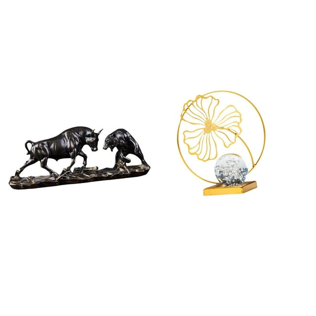 Estatua de escritorio,Figura decorativa de pelea de toros y osos,Colecciones de esculturas de toros,artesanía de resina,decoración,Estatua de hoja,Estatua de hoja para decoración del