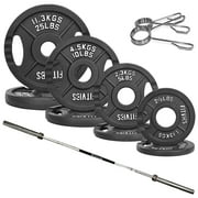 BalanceFrom 85LB Olympic Weight Set,with Barbell,Cast Iron Plates (2x2.5LB, 2x5LB, 2x10LB, 2x25LB) and Barbell Locks,for Strength Training & Home Gym