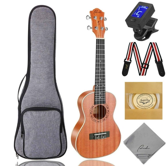 Ranch Soprano Ukulele 21 inch Professional Wooden ukelele Instrument Kit with 12 Free Online Lessons Small Hawaiian ukele Guitar ukalalee Starter Pack Bundle Gig bag& Tuner&Strap & Aquila Strings Set