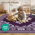 thumbnail image 4 of ODIKA 5'x7' Washable Area Rug Non-Slip, Chair-Friendly Plum Tonal Faded Palette Repeating Ornamental Fuzzy Purple for Dining Room, Under Table, Home Office, 4 of 7