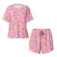 thumbnail image 4 of Lsque Pink Donut Women's Short-Sleeved Pajama Set - 2 Piece Soft and Lightweight Sleepwear Set-, 4 of 9