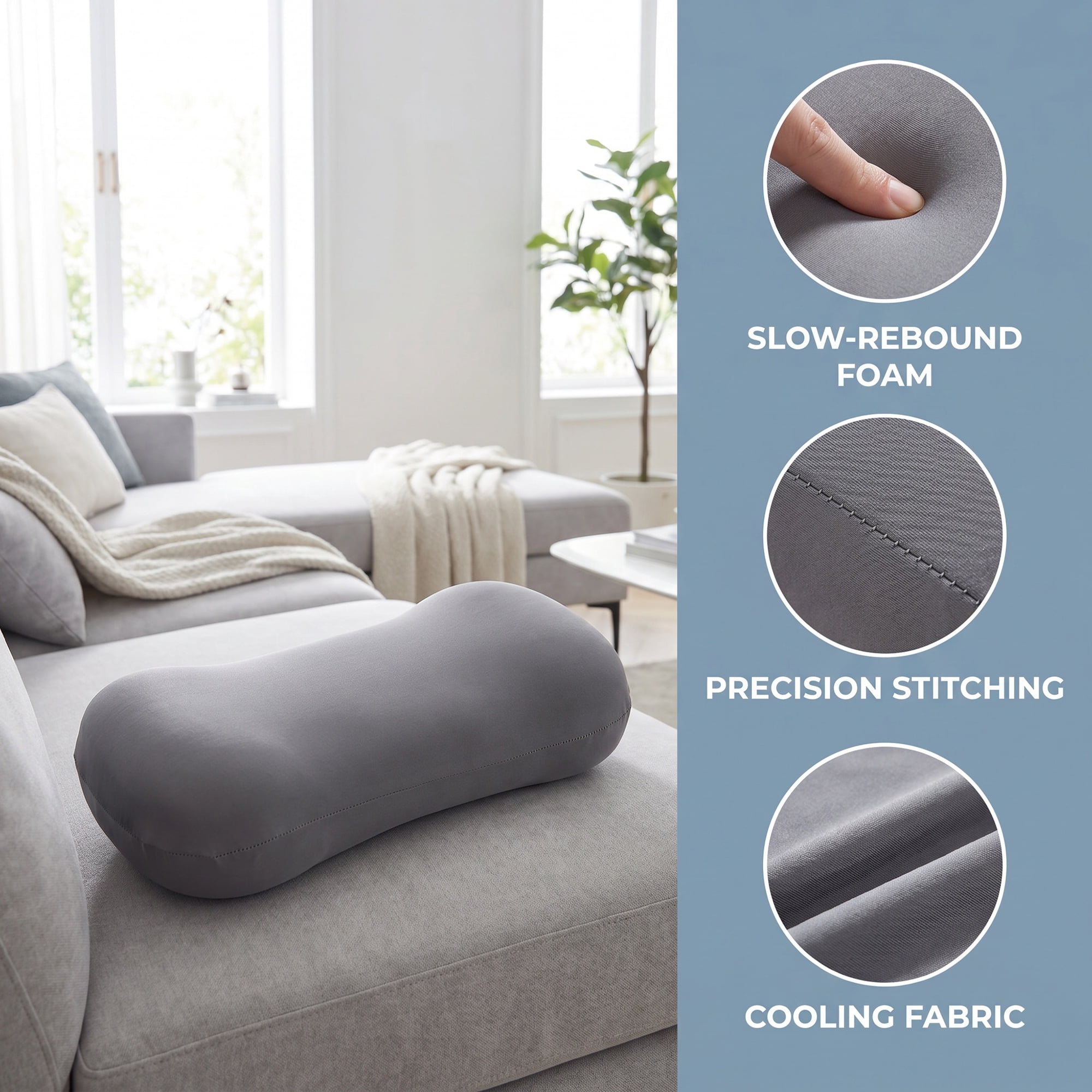 Unique Bargains Neck Pillow Sponge Cervical Support for Sleeping Gray 16.5"x7.9"x4.3"