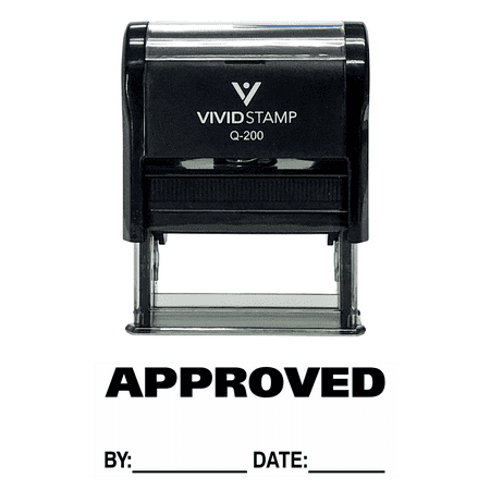 Approved w/by Date Line Self-Inking Office Rubber Stamp (Black) - Medium