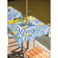 thumbnail image 2 of Outdoor Tablecloth with Umbrella Hole for Patio/Picnic/Party/Camping, Watercolor Lemons Weeping Waterproof Table Cloth Square Cover Washable, Summer Blue Floral (60"x 60"), 2 of 8