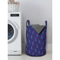 thumbnail image 3 of Flamingo Laundry Bag, Hand Drawn Style Abstract Birds Wavy Lake Water Kids Design, Hamper Basket with Handles Drawstring Closure for Laundromats, 13" x 19", Violet Blue Dark Coral, by Ambesonne, 3 of 4