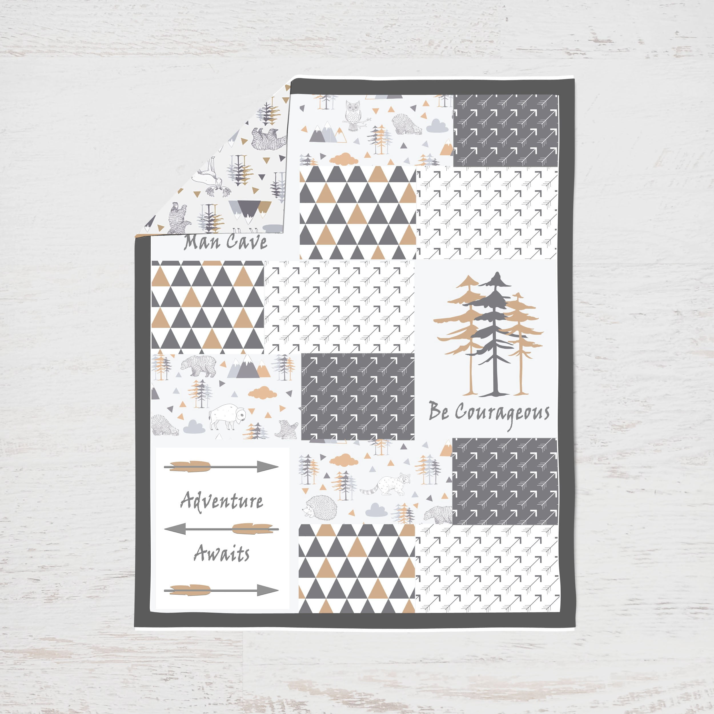 Bacati - Woodlands 10 Crib Bedding Set with 2 Fitted Crib Sheets Beige/Grey Neutral