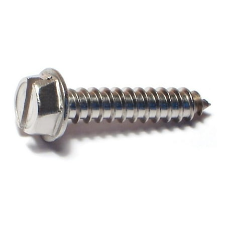 

#12 x 1 18-8 Stainless Steel Slotted Hex Washer Head Sheet Metal Screws SMSHSS-256