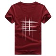 thumbnail image 1 of Koszal Creative Line Cross Printed Tee Top Women Summer Short Sleeve O Neck T-Shirt, 1 of 7