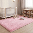 thumbnail image 5 of LUOVEN Fluffy Soft Shag Area Rug, 4*6 Modern Indoor Carpet for Bedroom Living Room Kids Room, Pink, 5 of 7