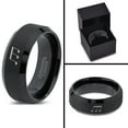 thumbnail image 4 of Tungsten Triplet Beam Note Music Band Ring 8mm Men Women Comfort Fit Black Beveled Edge Brushed Polished, 4 of 4