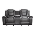 thumbnail image 2 of Istro 76 Inch Manual Recliner Loveseat- Cupholder Console Gray Faux Leather, 2 of 7