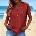 thumbnail image 2 of Camisetas de Cuello en V de Manga Larga para las Mujeres Blusa Casual de Color Sólido, Botón Delantero Suelto de Ajuste Superior de Verano, 2 of 8